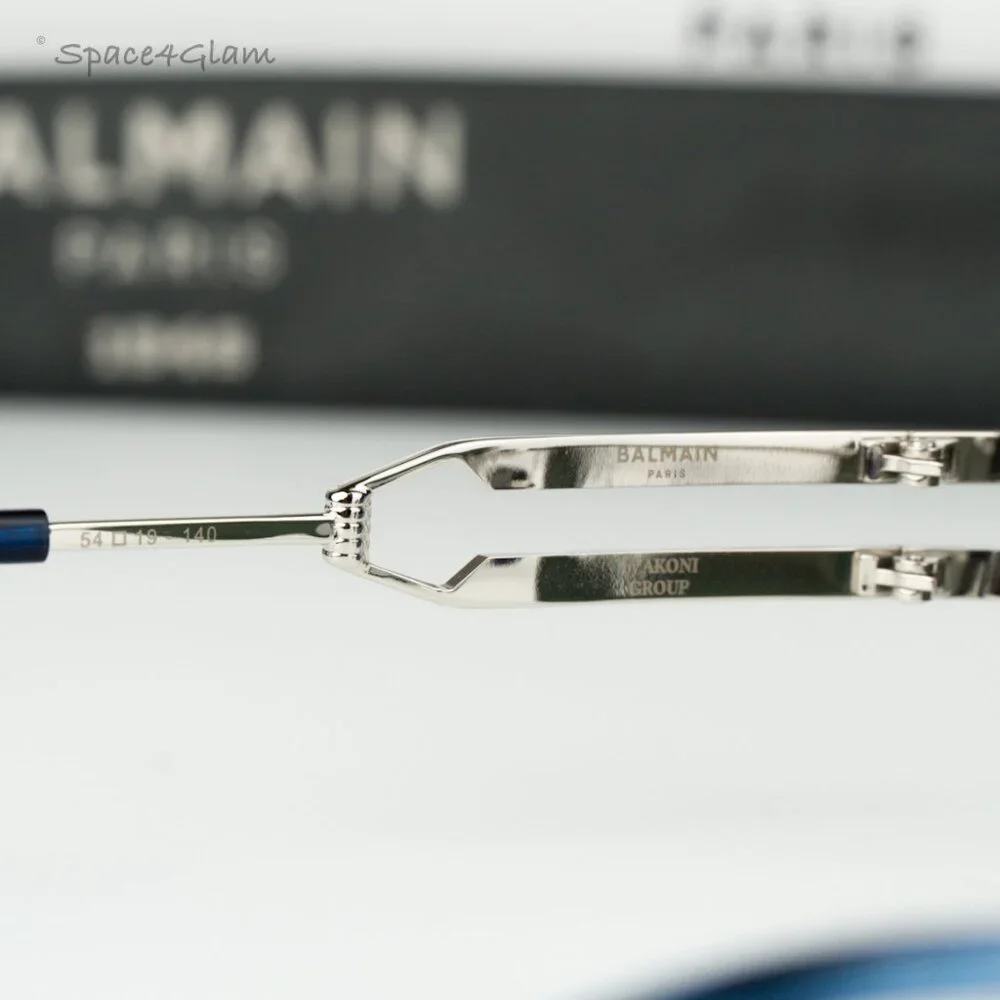 Balmain Men Sunglasses FIXE BPS-123E-54 Silver Blue Mirror Geometric BRAND NEW